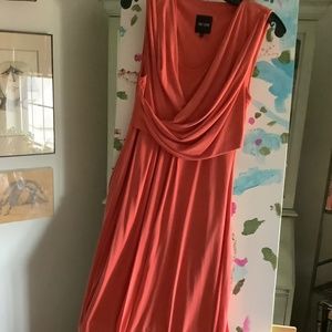 Nic+Zoe sleeveless. Dress,draped front XS,Coral. Dress is lined